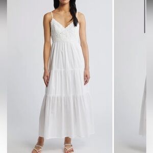 Chelsea28 white crochet top maxi sundress NWT XL